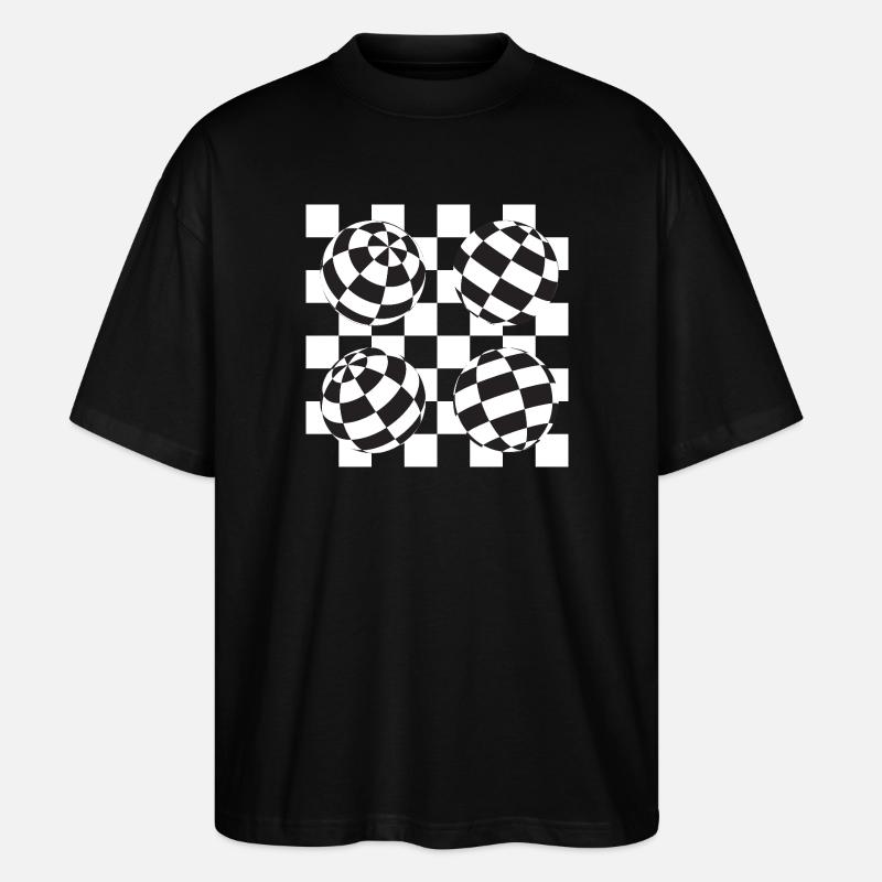 Spherical Checkered Illusion - Stanley/Stella Oversized Unisex Organic T-shirt Blaster 2.0 - black