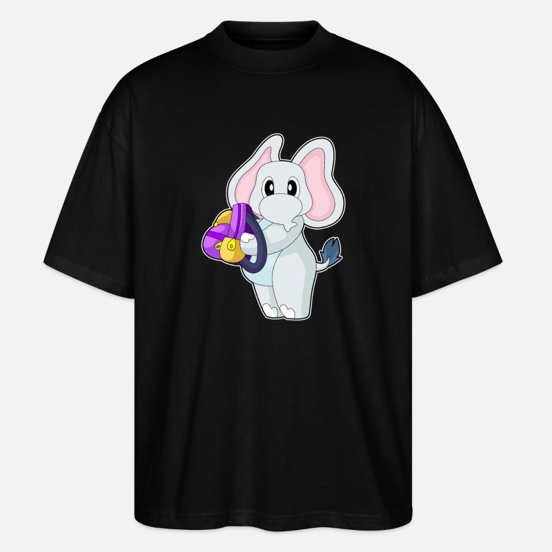 Elefant Schüler Rucksack Schule - Stanley/Stella Oversized Unisex Bio T-Shirt Blaster 2.0 - Schwarz