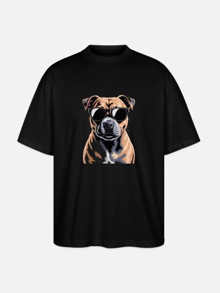 Staffordshire Bullterrier - Stanley/Stella Oversized Unisex Bio T-Shirt Blaster 2.0 - Schwarz