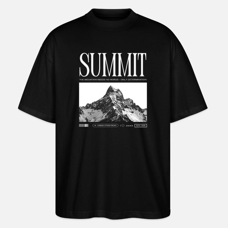 Summit - Berggipfel Berggrafik - Stanley/Stella Oversized Unisex Bio T-Shirt Blaster 2.0 - Schwarz