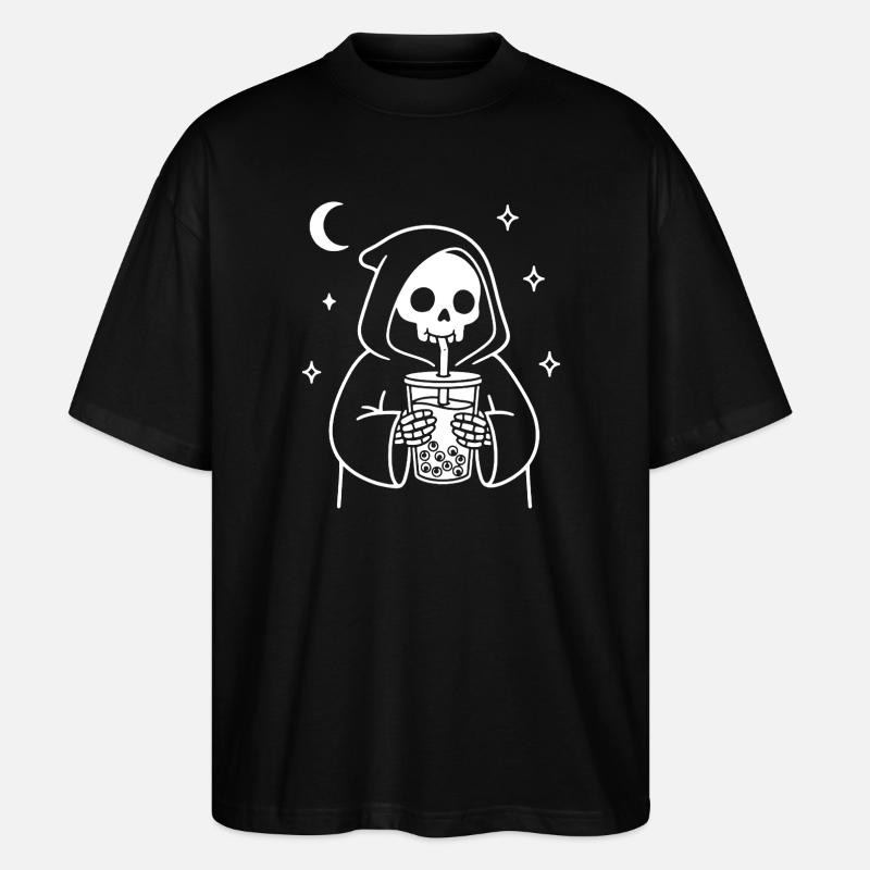 Grim Reaper with Bubble-Eye Tea - Stanley/Stella Oversized Unisex Organic T-shirt Blaster 2.0 - black