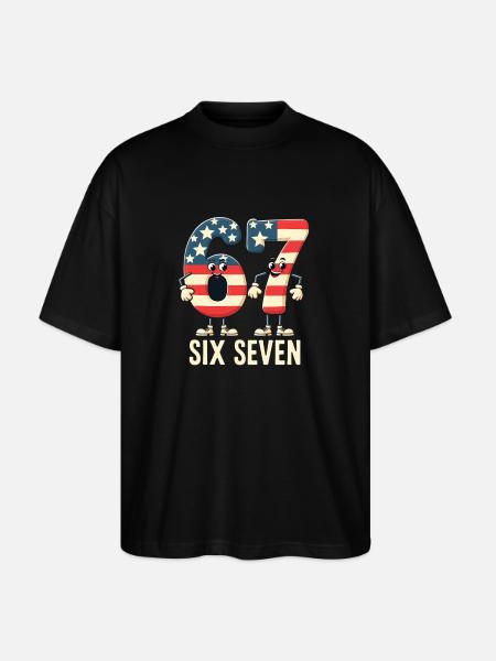 US Flag 67 Memes Six Seven - Stanley/Stella Oversized Unisex Organic T-shirt Blaster 2.0 - black