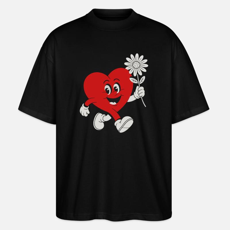 Herzheld mit Daisy - Stanley/Stella Oversized Unisex Bio T-Shirt Blaster 2.0 - Schwarz