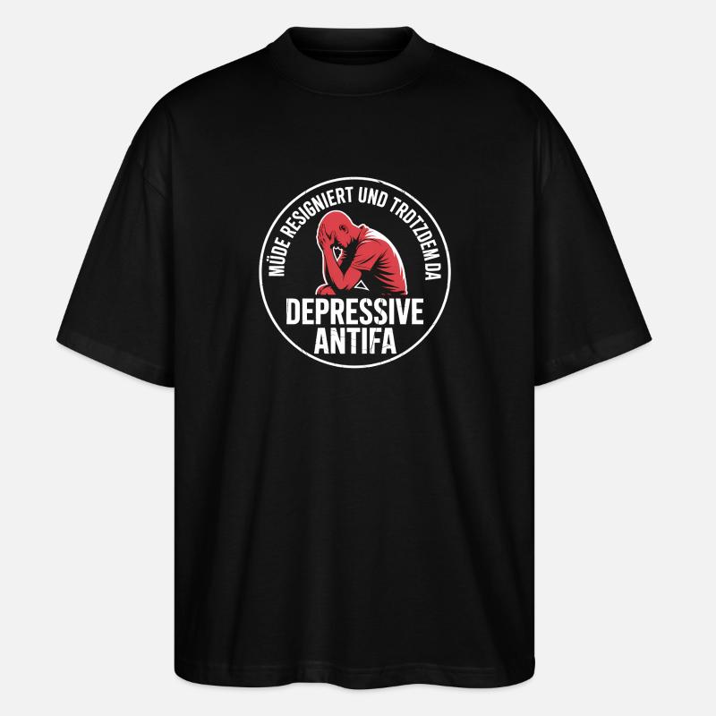 Depressive Antifa - Antifascist Merch - Stanley/Stella Oversized Unisex Bio T-Shirt Blaster 2.0 - Schwarz