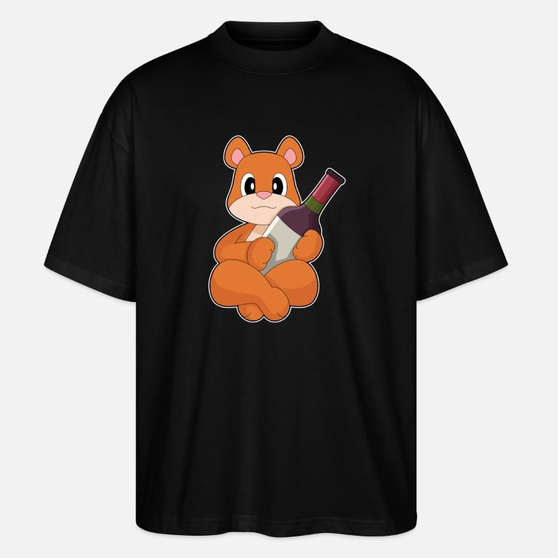 Bär Flasche Rotwein - Stanley/Stella Oversized Unisex Bio T-Shirt Blaster 2.0 - Schwarz