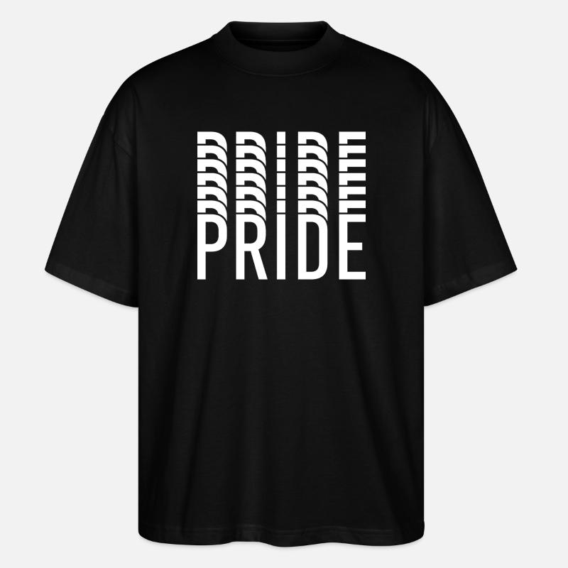 Pride-Typografie in Farbclustern - Stanley/Stella Oversized Unisex Bio T-Shirt Blaster 2.0 - Schwarz