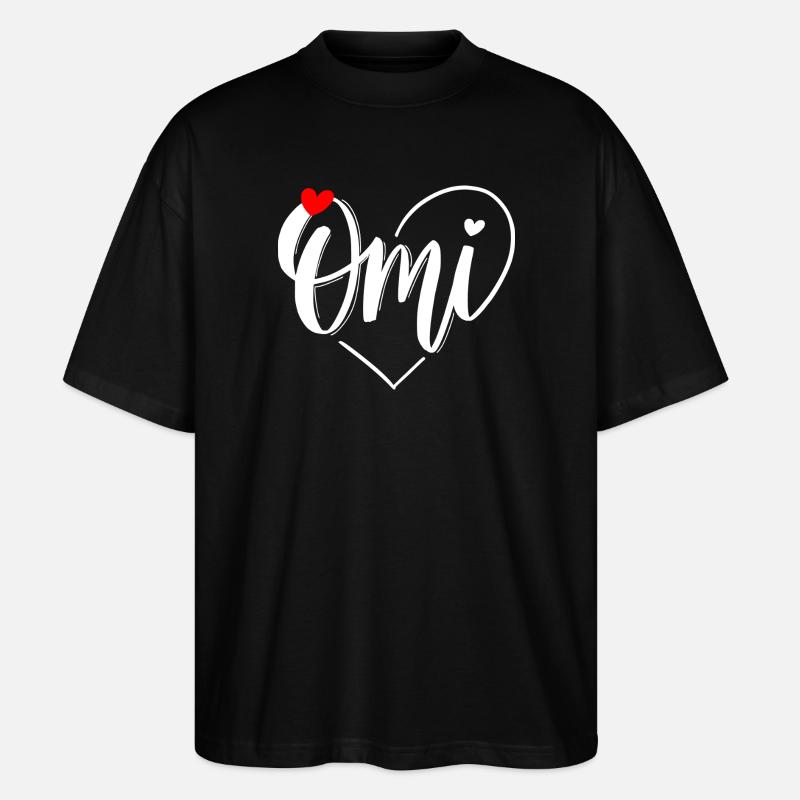 Omi Herzmonogramm mit Liebe - Stanley/Stella Oversized Unisex Bio T-Shirt Blaster 2.0 - Schwarz