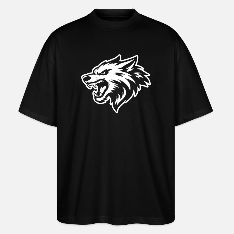 Wolf Kopf - Stanley/Stella Oversized Unisex Bio T-Shirt Blaster 2.0 - Schwarz