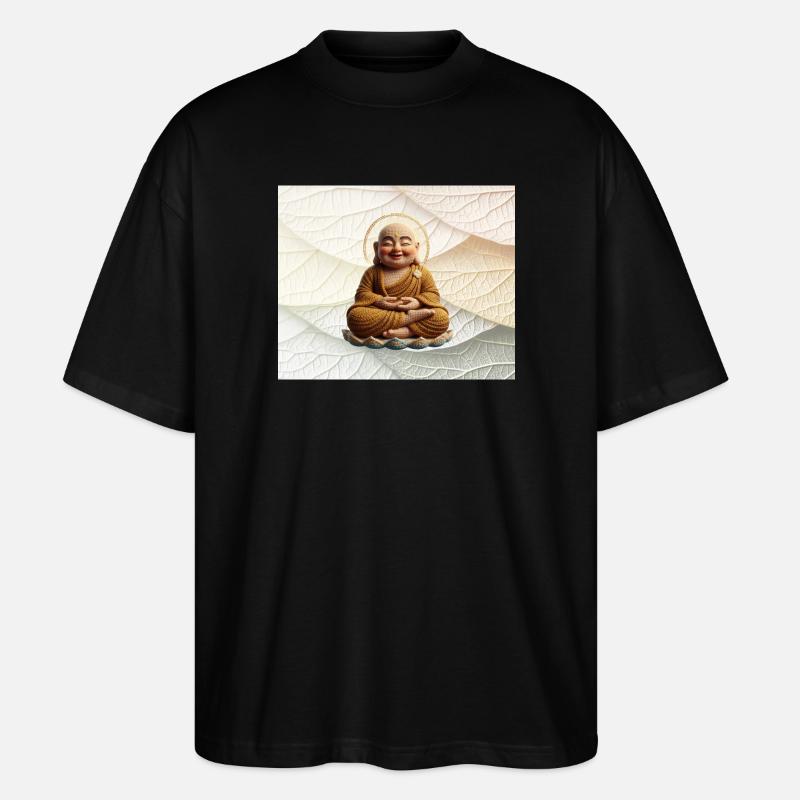 Buddha auf Blattmuster - Stanley/Stella Oversized Unisex Bio T-Shirt Blaster 2.0 - Schwarz