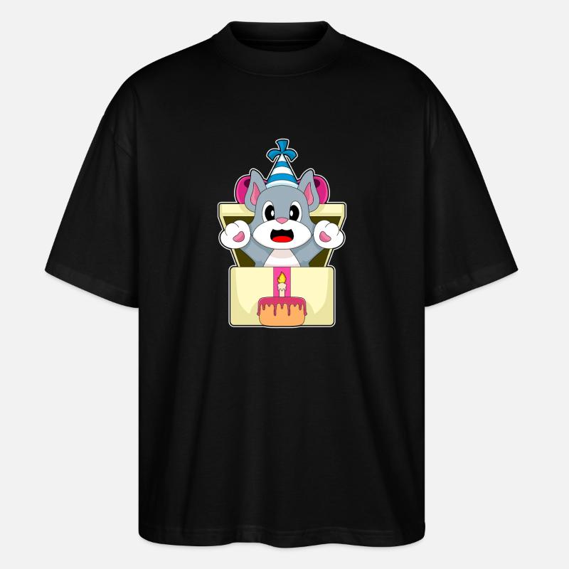 Gâteau d’anniversaire chat - T-shirt bio Blaster 2.0 coupe oversize Stanley/Stella Unisexe - noir