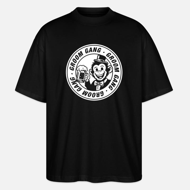 Groom Gang Polterabend Affe - Stanley/Stella Oversized Unisex Bio T-Shirt Blaster 2.0 - Schwarz