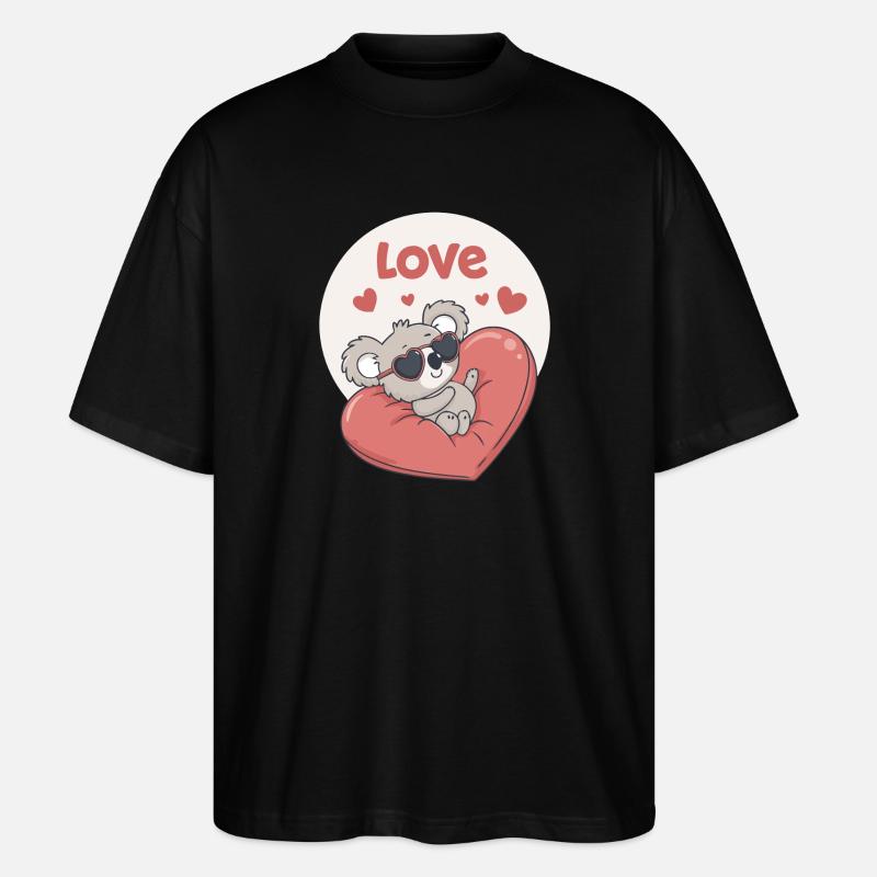 Koala Coeur en Couleurs - T-shirt bio Blaster 2.0 coupe oversize Stanley/Stella Unisexe - noir