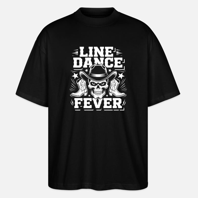 Line Dance Fever Skull - Stanley/Stella Oversized Unisex Bio T-Shirt Blaster 2.0 - Schwarz