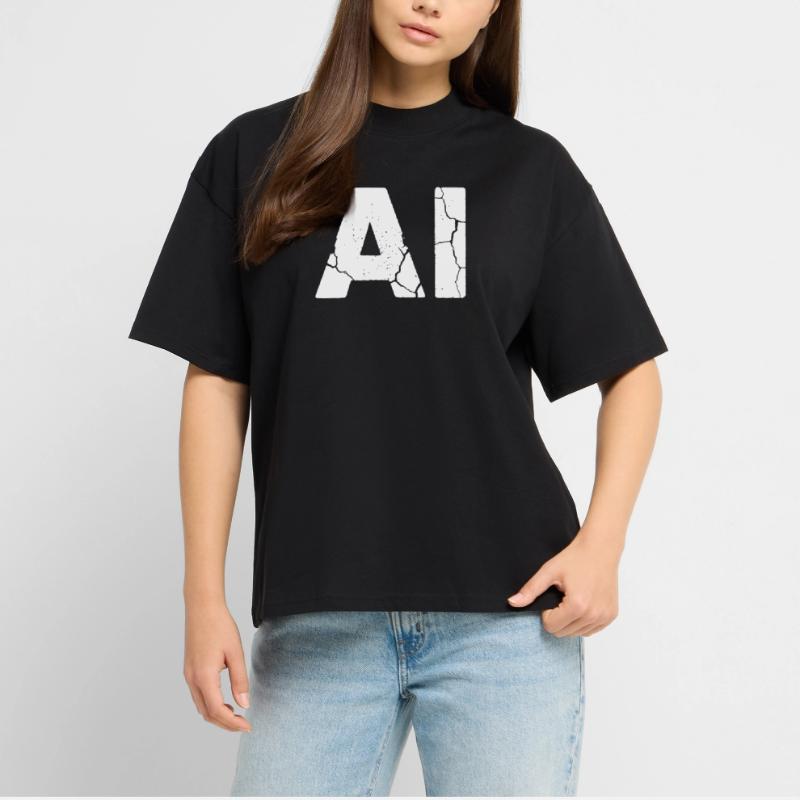 AI Artificial Intelligence Text Grunge Vector Stanley/Stella Oversized Unisex Organic T-shirt Blaster 2.0