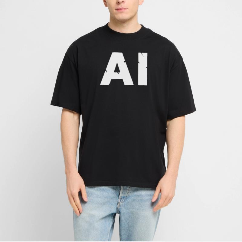 AI Artificial Intelligence Text Grunge Vector Stanley/Stella Oversized Unisex Organic T-shirt Blaster 2.0