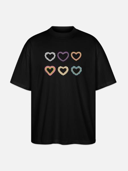 Filigrane Spitzenherzen - Stanley/Stella Oversized Unisex Bio T-Shirt Blaster 2.0 - Schwarz