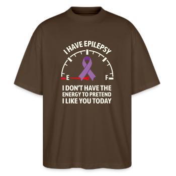 Epilepsy Awareness Energy Gauge Ribbon - Stanley/Stella Oversized Unisex Organic T-shirt Blaster 2.0 - mocha - Front - Alina (178cm) & Michal (187cm)