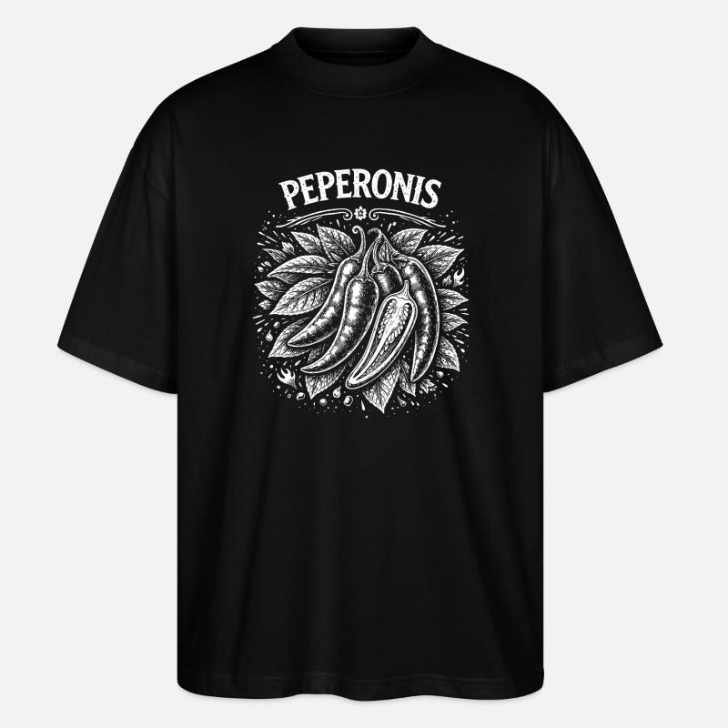 Chili Peperoni Linienkunst - Stanley/Stella Oversized Unisex Bio T-Shirt Blaster 2.0 - Schwarz