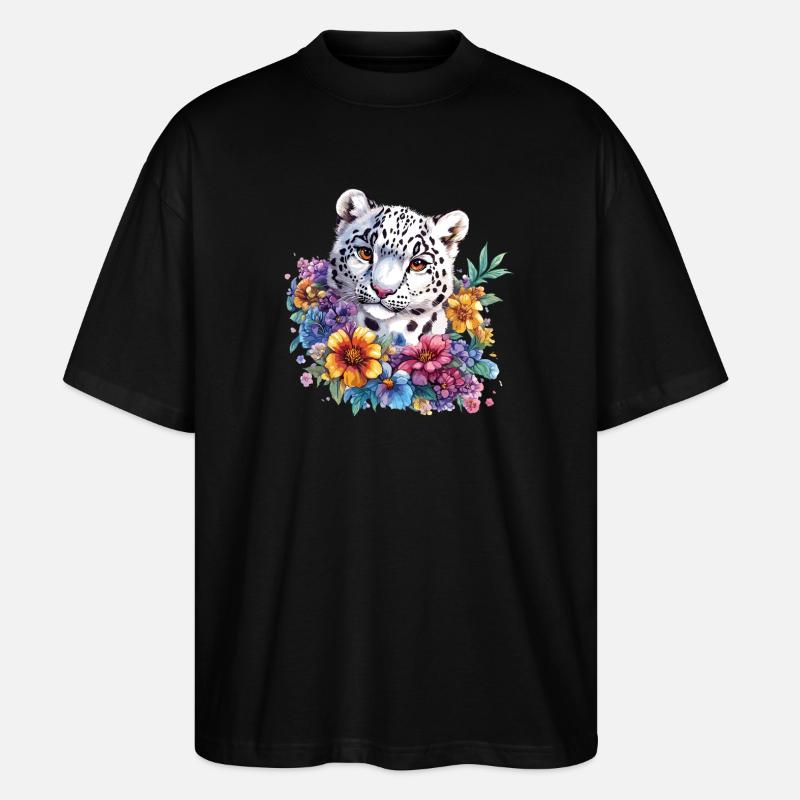 Leopard Blumenzauber - Stanley/Stella Oversized Unisex Bio T-Shirt Blaster 2.0 - Schwarz