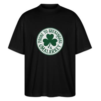 Lustige St.-Patrick's-Day-Eskapaden und Unsinn - Stanley/Stella Oversized Unisex Bio T-Shirt Blaster 2.0 - Schwarz - Vorne - Alina (178cm) & Michal (187cm)