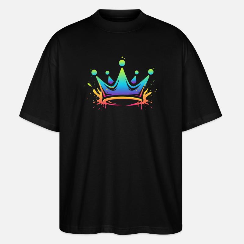Rainbow Crowns Splash - Stanley/Stella Oversized Unisex Organic T-shirt Blaster 2.0 - black