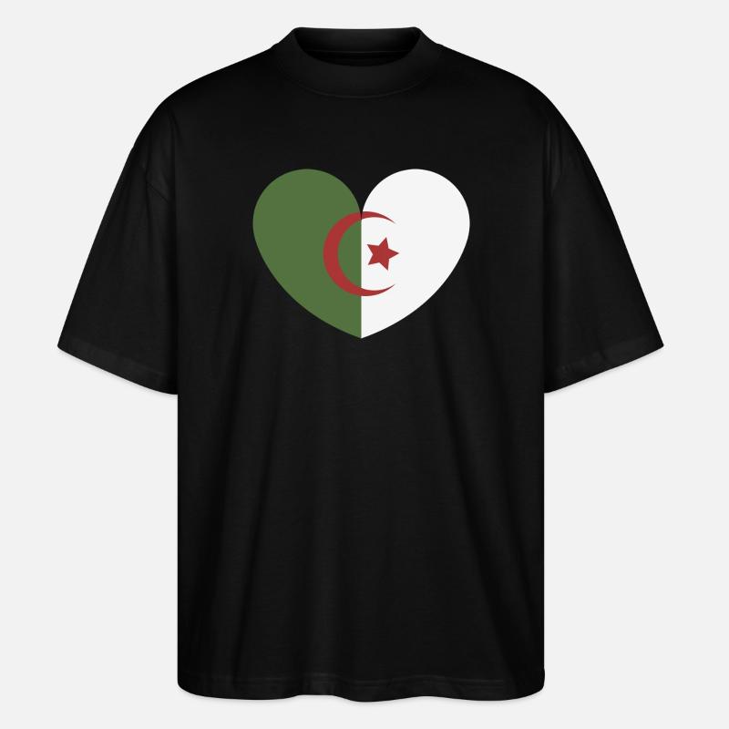 Drapeau du cœur de l’Algérie - T-shirt bio Blaster 2.0 coupe oversize Stanley/Stella Unisexe - noir