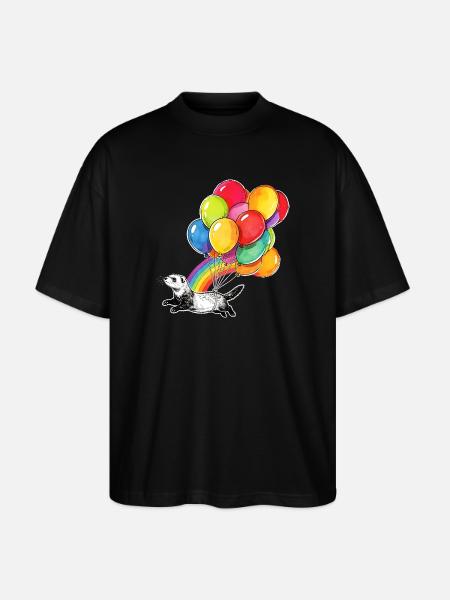 Frettchenballons und Regenbogen - Stanley/Stella Oversized Unisex Bio T-Shirt Blaster 2.0 - Schwarz