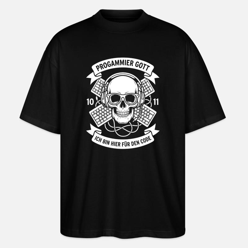 Code Skull with Headphones - Stanley/Stella Oversized Unisex Organic T-shirt Blaster 2.0 - black