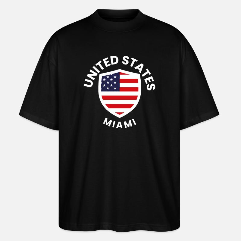 Bouclier du drapeau de Miami - T-shirt bio Blaster 2.0 coupe oversize Stanley/Stella Unisexe - noir