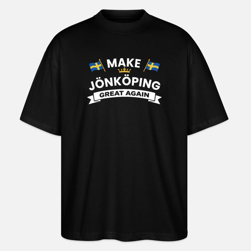 Jönköping City Crest Flag - Stanley/Stella Oversized Unisex Bio T-Shirt Blaster 2.0 - Schwarz