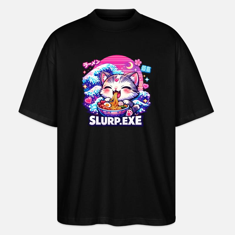 Kawaii Cat Ramen Nouilles Anime Chat - T-shirt bio Blaster 2.0 coupe oversize Stanley/Stella Unisexe - noir