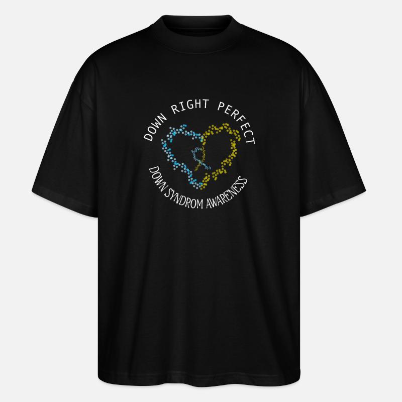 Absolut perfektes Down-Syndrom-Bewusstseins-Herz - Stanley/Stella Oversized Unisex Bio T-Shirt Blaster 2.0 - Schwarz