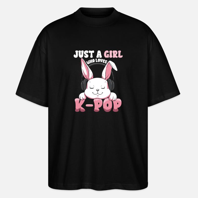 K-Pop Bunny avec des écouteurs - T-shirt bio Blaster 2.0 coupe oversize Stanley/Stella Unisexe - noir