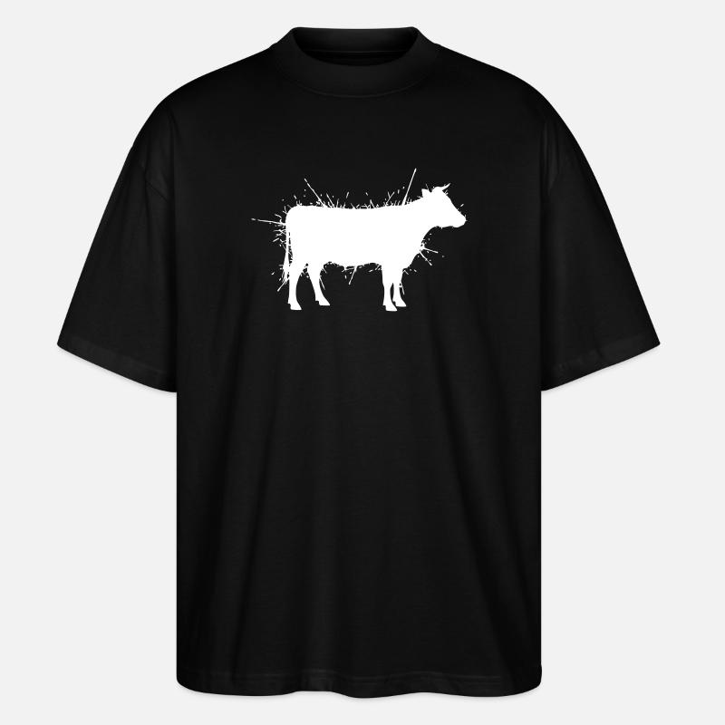 Silhouette de vache Vecteur d’éclaboussures grunge - T-shirt bio Blaster 2.0 coupe oversize Stanley/Stella Unisexe - noir