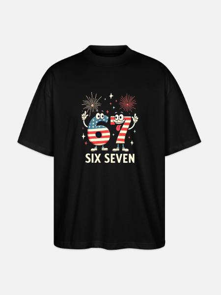 US Flag 67 Memes Six Seven - T-shirt bio Blaster 2.0 coupe oversize Stanley/Stella Unisexe - noir