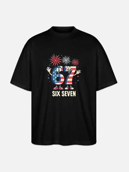 US Flag 67 Memes Six Seven - T-shirt bio Blaster 2.0 coupe oversize Stanley/Stella Unisexe - noir