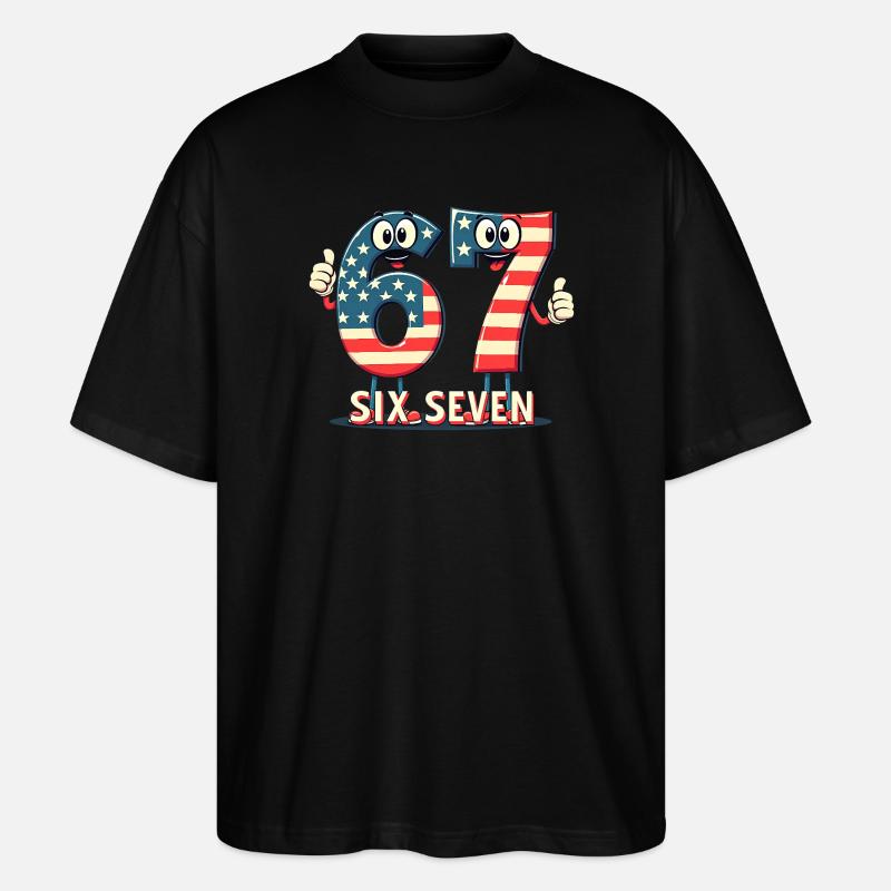 US Flag 67 Memes Six Seven - Stanley/Stella Oversized Unisex Bio T-Shirt Blaster 2.0 - Schwarz