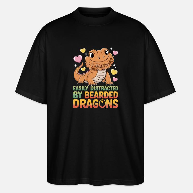 Easily Distracted By Bearded Dragons Lustiger - Stanley/Stella Oversized Unisex Organic T-shirt Blaster 2.0 - black