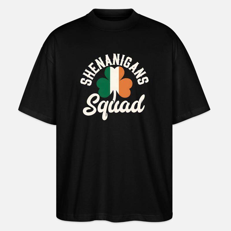 Irish Shenanigans Squad Shamrock Design - Stanley/Stella Oversized Unisex Organic T-shirt Blaster 2.0 - black
