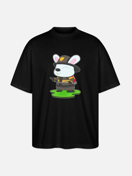 Rabbit Firefighter Fire Extinguisher Fire Brigade - Stanley/Stella Oversized Unisex Organic T-shirt Blaster 2.0 - black