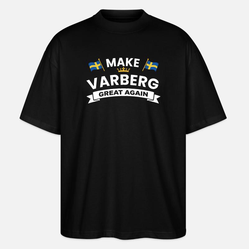 Varberg Pride Banner-Emblem - Stanley/Stella Oversized Unisex Bio T-Shirt Blaster 2.0 - Schwarz
