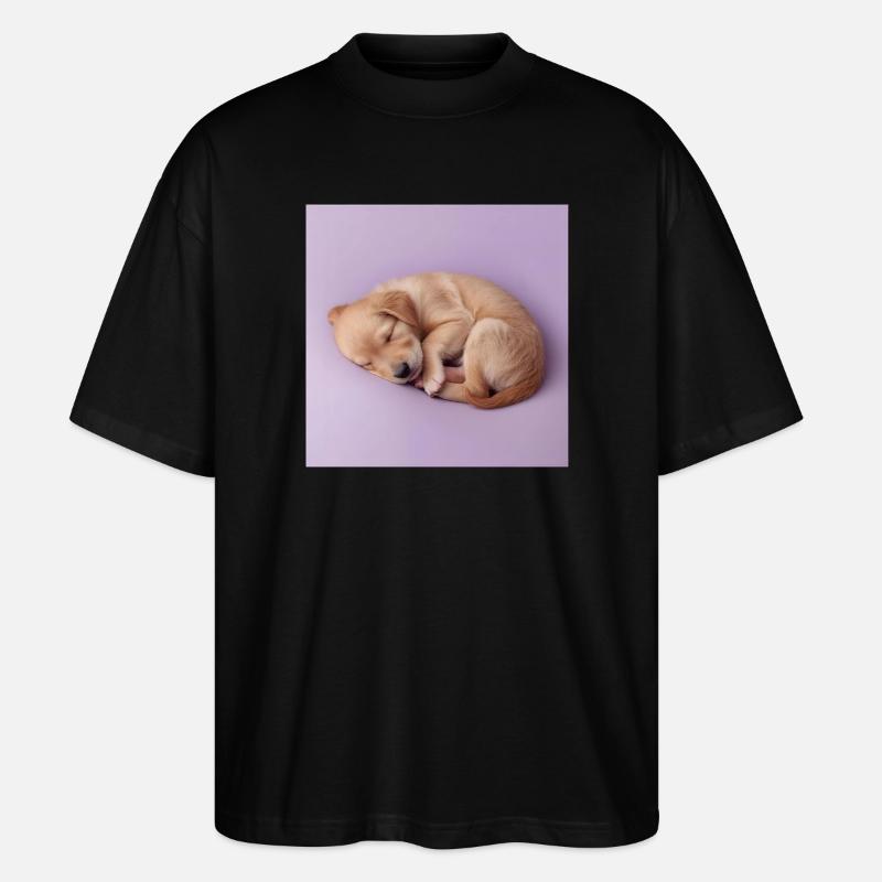 Chiot endormi sur fond lilas - T-shirt bio Blaster 2.0 coupe oversize Stanley/Stella Unisexe - noir