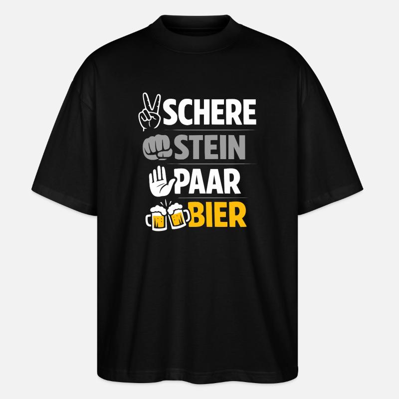Ciseaux, Pierre de Bière : Amitié & Bière - T-shirt bio Blaster 2.0 coupe oversize Stanley/Stella Unisexe - noir