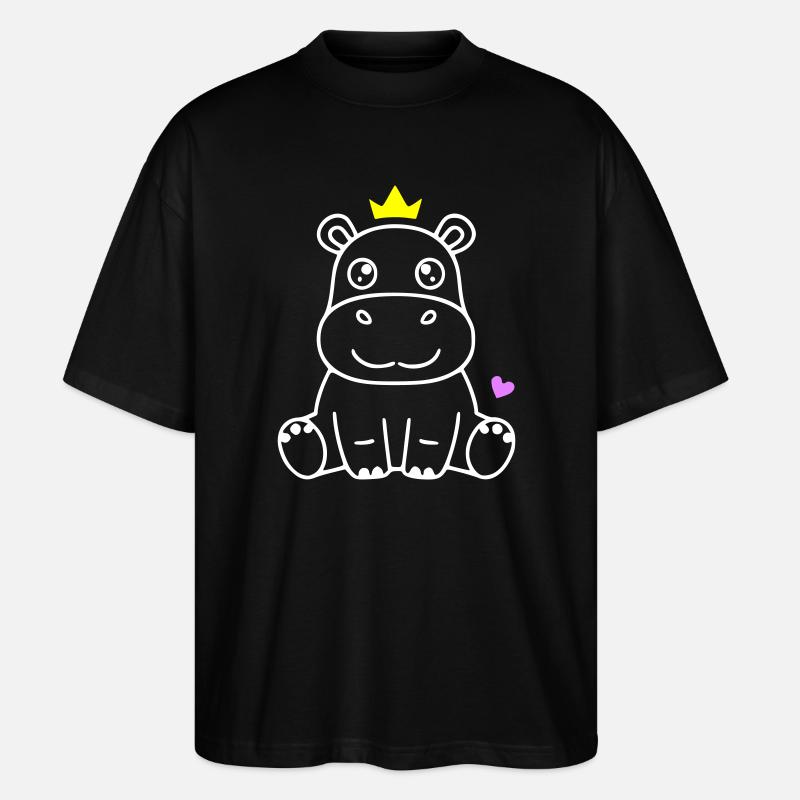 Nilpferd mit Krone Prinz Prinzessin - Stanley/Stella Oversized Unisex Bio T-Shirt Blaster 2.0 - Schwarz