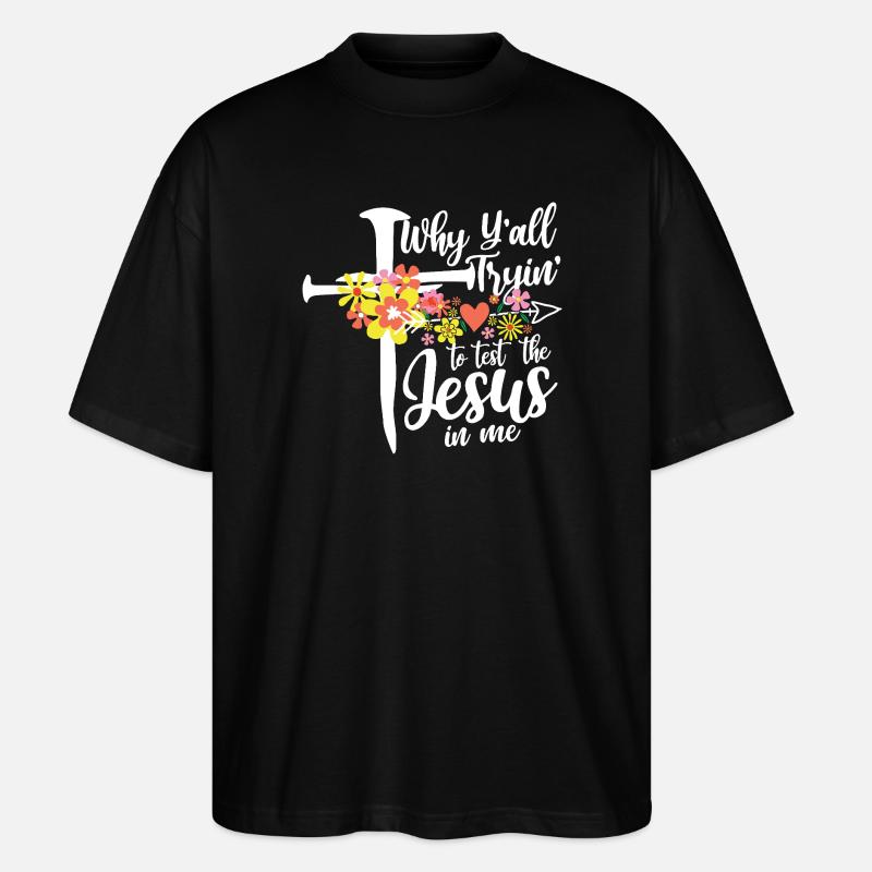 Croix de fleurs : Jésus en moi - T-shirt bio Blaster 2.0 coupe oversize Stanley/Stella Unisexe - noir