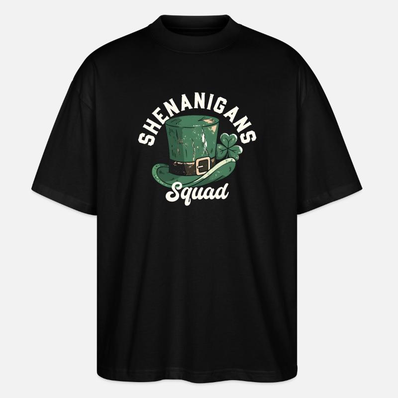 Shenanigans Squad Leprechaun-Hut - Stanley/Stella Oversized Unisex Bio T-Shirt Blaster 2.0 - Schwarz