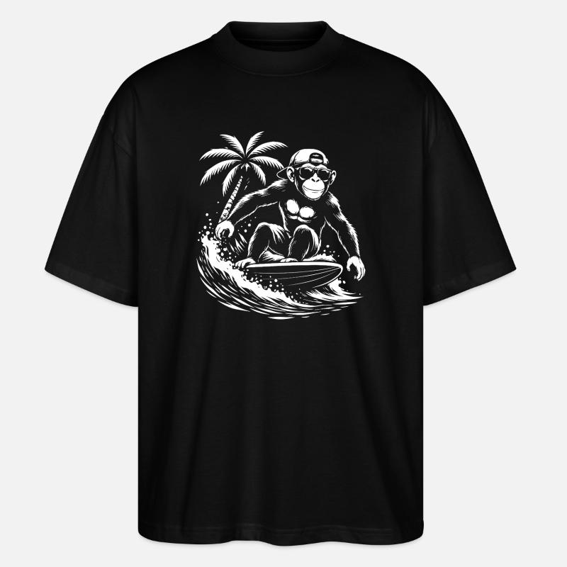 Surfing Monkey Beach Vibe - Stanley/Stella Oversized Unisex Bio T-Shirt Blaster 2.0 - Schwarz