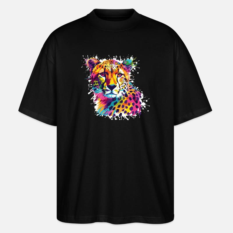 Cheetah Leopard Graffiti - Stanley/Stella Oversized Unisex Organic T-shirt Blaster 2.0 - black