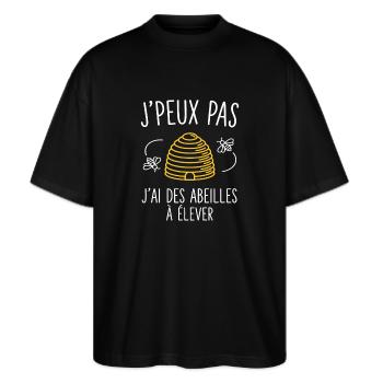 Je Peux Pas J'Ai Abeilles Apiculture Cadeau - T-shirt bio Blaster 2.0 coupe oversize Stanley/Stella Unisexe - noir - Devant - Alina (178cm) & Michal (187cm)
