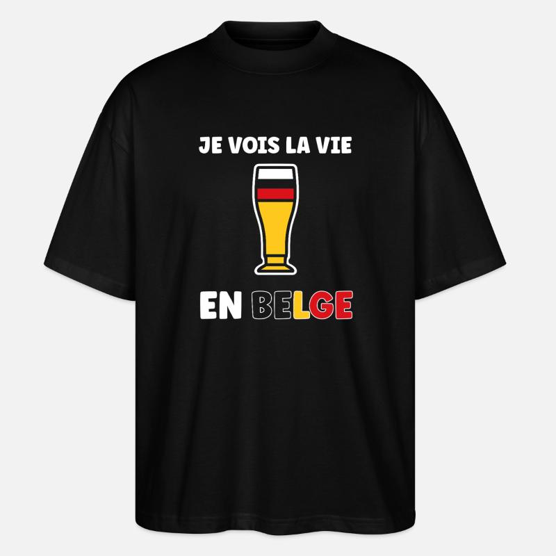 Belgian Life Stylized Beer Glass - Stanley/Stella Oversized Unisex Organic T-shirt Blaster 2.0 - black